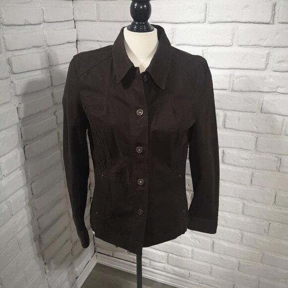 French Dressing Jackets & Blazers - French Dressing Ladies Size Medium Dk Brown Button Front Jacket